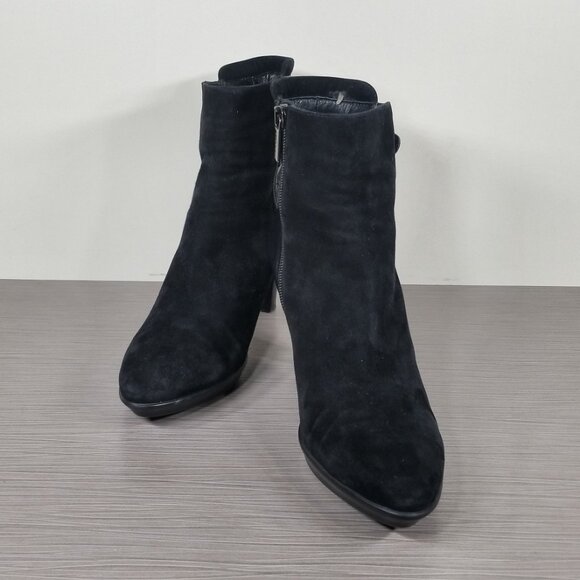 Aquatalia Roma Weatherproof Bootie, Black Suede & Leather, Womens Size 9 M - Picture 4 of 12